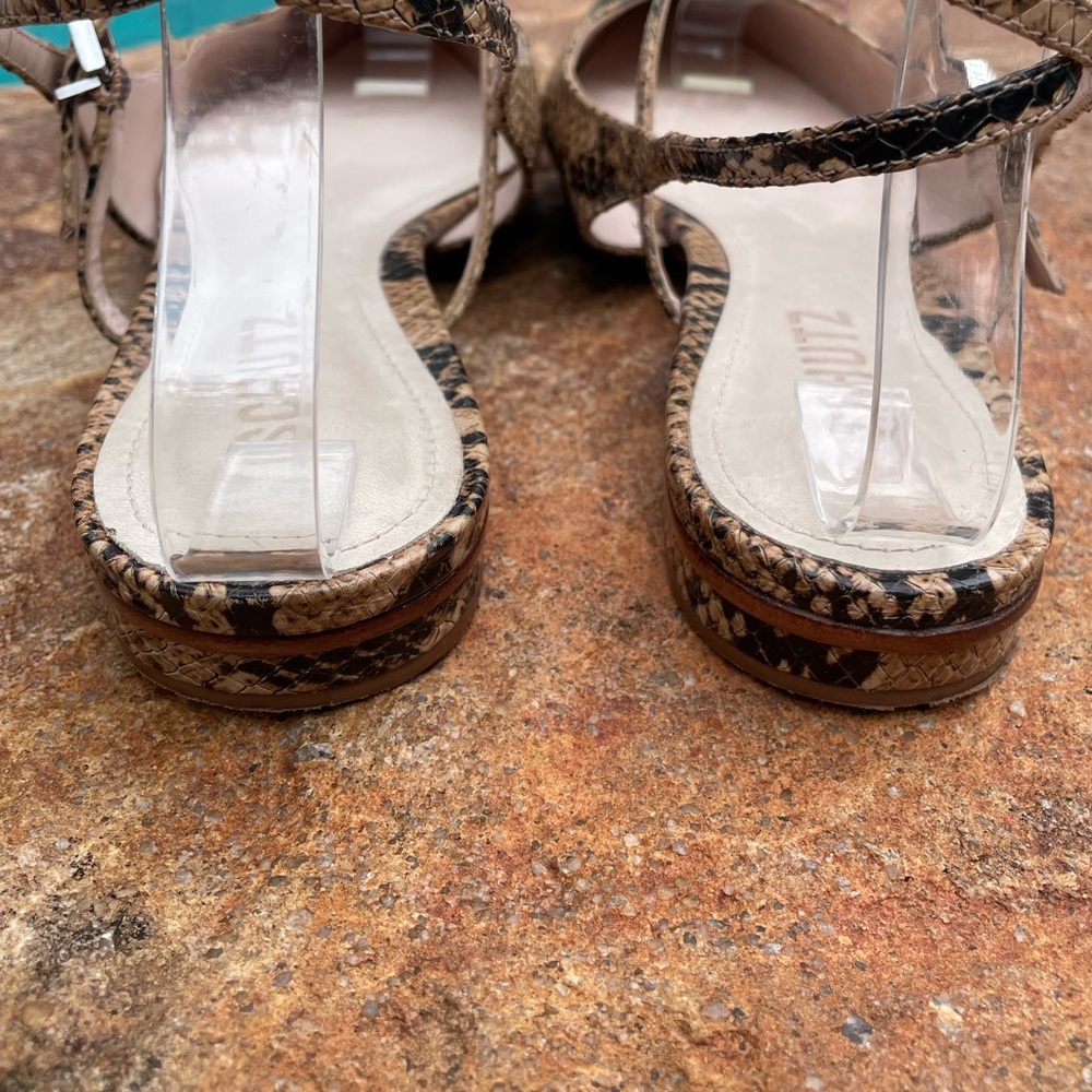 EUC SCHUTZ Snakeskin Pointed-Toe Ankle Strap Mules - Picture 9 of 11